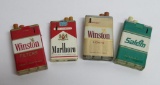 Four cigarette pack lighters, figural, Winston, Salem and Marlboro, 2 1/2