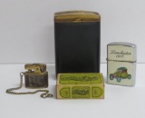 Assorted lighters, cigarette case and pocket ashtray