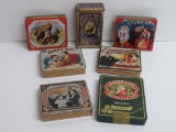 Seven metal cigarette and cigar boxes, vintage inspired, and contemporary, 3 1/2