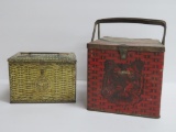 Patterson's Seal and Tiger Tobacco basket weave lunch box style tobacco tins