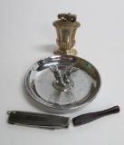 Smoking lot, Ronson Mayfair lighter, Pincherette ashtray and Master craft pipe cleaning tool