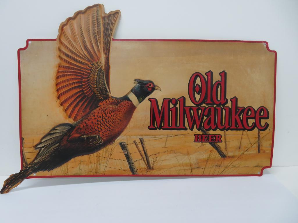Targa In Metallo Riproduzione Vintage '1958 Miller Beer And Pheasant Hunting', 20x30 Cm, Alluminio Piatto, Made In USA