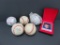 Five signed basesballs and Post boxed baseball cards 1st Collection