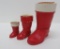 Three vintage Santa boot candy containers, paper mache, 3 1/2