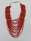 Coral beaded bib necklace, 22