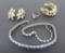 Regency pin and earrings, blue rhinestone necklace and 925 ring