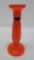 Orange Deco Art glass candlestick, 8 1/2