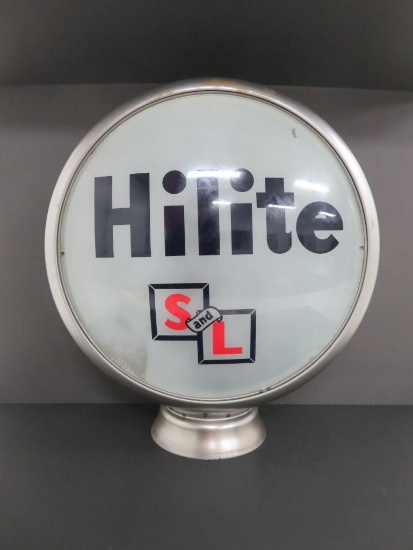 Rare 1950's S & L Hilite gasoline pump globe, original lenses, 14" diameter
