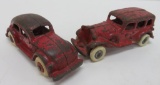 Two antique cast iron cars, 5