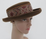 Vintage Hat, Bollman, Jean Arlett Creations, brocade band, 100% wool felt