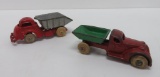 Two cast iron trucks, one is Arcade and the other possible Hubley, 4 1/2