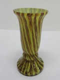 Art Deco art glass vase, yellow and brown swirl, 6 1/4