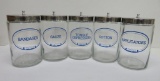 Five Grafco glass exam room medical jars, 8