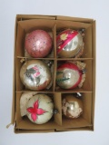 Six large hand painted Christmas balls