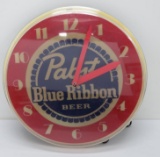 Pabst Blue Ribbon Beer light up clock, 17
