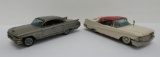 Two vintage Bandai friction cars, tin, Cadillac and Imperial, working, 8