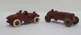 Two cast iron race cars, 3 1/2