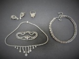 Vintage Rhinestone jewelry, necklaces, bracelet and ring