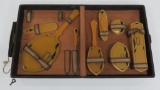 Boxed vanity set with eight pieces, fitted