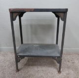 Vintage industrial metal table, one shelf