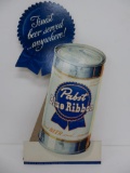 Pabst Blue Ribbon cardboard stand up sign, 21 1/2