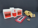 Hubley cast iron tanker truck and plastic service station