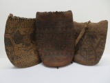 Three c 1945 Panca Sila woven bags, 12