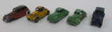 Five Tootsie Toy metal cars, 3