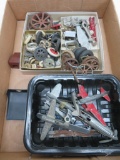 Large toy parts lot with wheels, tires, and plane parts