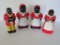 Ethnic salt and pepper shakers, ceramic and plastic