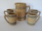 Buckeye stoneware blue banded pitcher and four mugs