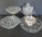 Assorted press glass serving bowls and compotes