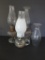 Three vintage oil lamps, fingertip