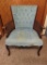 Queen Anne style,wicker sided arm chair, bedroom chair