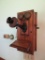 Oak wall telephone with insides, bells ring, 19