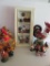 Chicken lot, figurines, wall picture, cookie jar and salt and pepper shakers