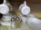 Assorted Corelle dishes,Hummingbird, partial service for 8