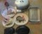 Turkey Roasting pans, electric knife, and turkey platters, Thanksgiving prep lot