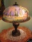 Outstanding signed H Fisher Reverse Painted Pairpoint lamp, Berkley Shade, Italian Garden Scenic
