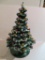 Mid Century Modern retro ceramic Christmas tree with bird bulbs, 17
