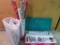 Christmas wrapping paper, bags and tissue with storage containers