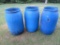 Three plastic barrels