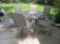Outdoor patio set with six chairs and hexagon table