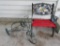 Outdoor cast metal child chair and tricycle planter