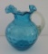 Blue Ruffled coin spot pitcher,9