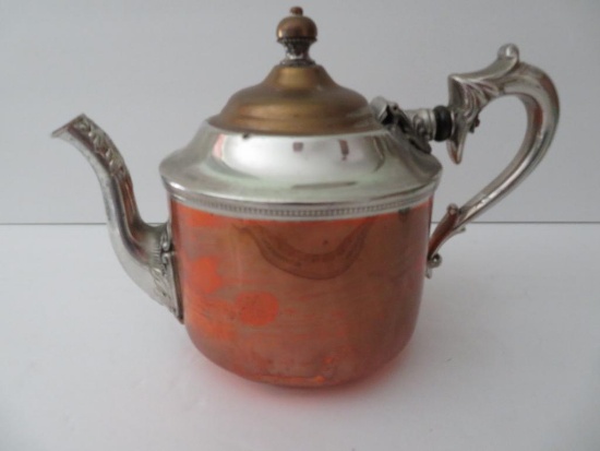 Manning Bowan Copper and Silver plate tea pot, 6 1/2"