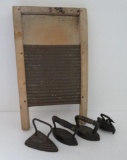 Four miniature cast iron toy irons, 2 1/2