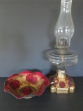 Goofus glass oil lamp and 9