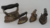 Four childrens size and pleating irons,3 1/2