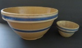 Blue banded yellow ware mixing bowls, 10